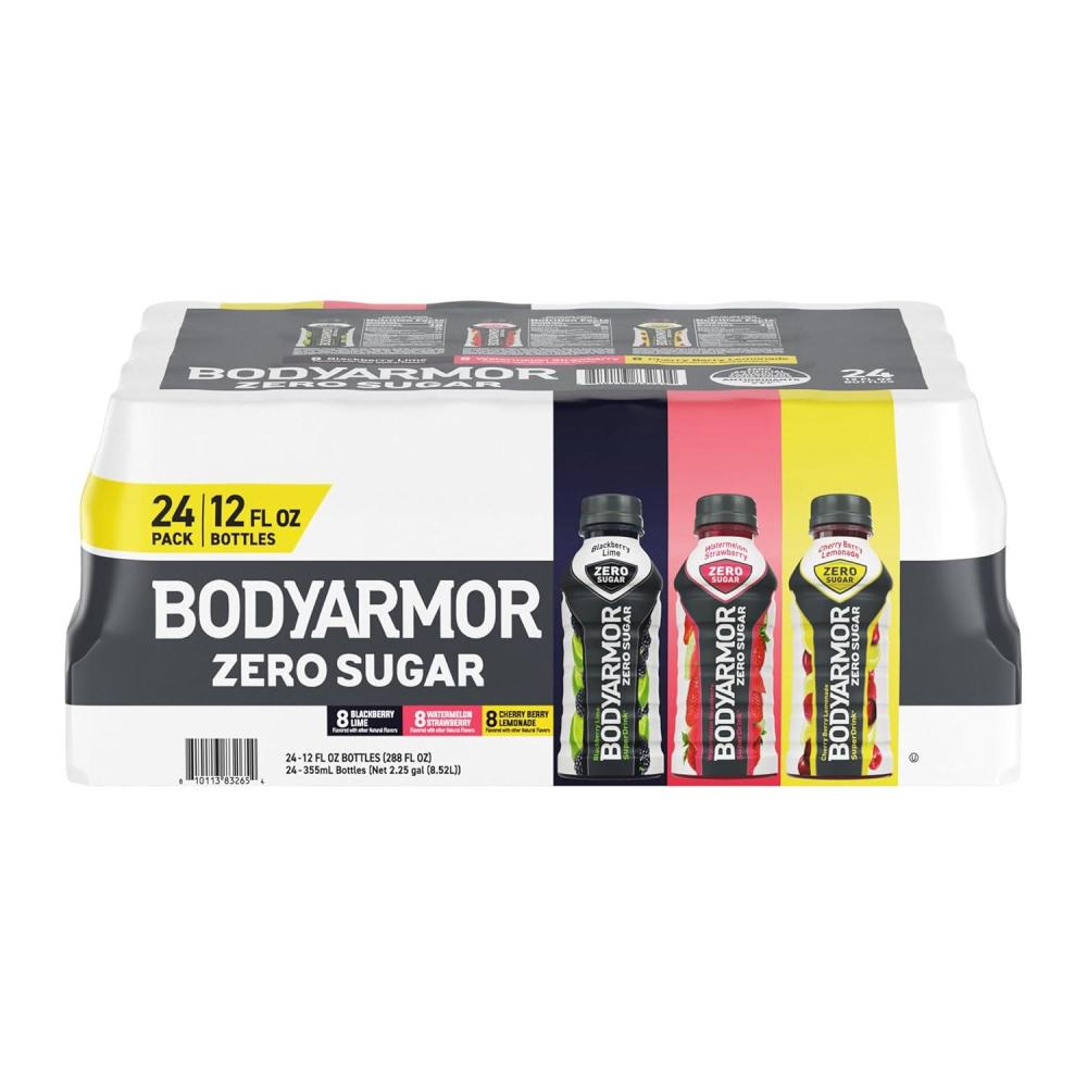 BODYARMOR ZERO Sugar Fruit Punch Electrolyte Drink, Natural Flavors, 20 Fl Oz Bottles (6 Pack), B Vitamins & Antioxidants Sugar Free Hydration(Zero Variety Pack)