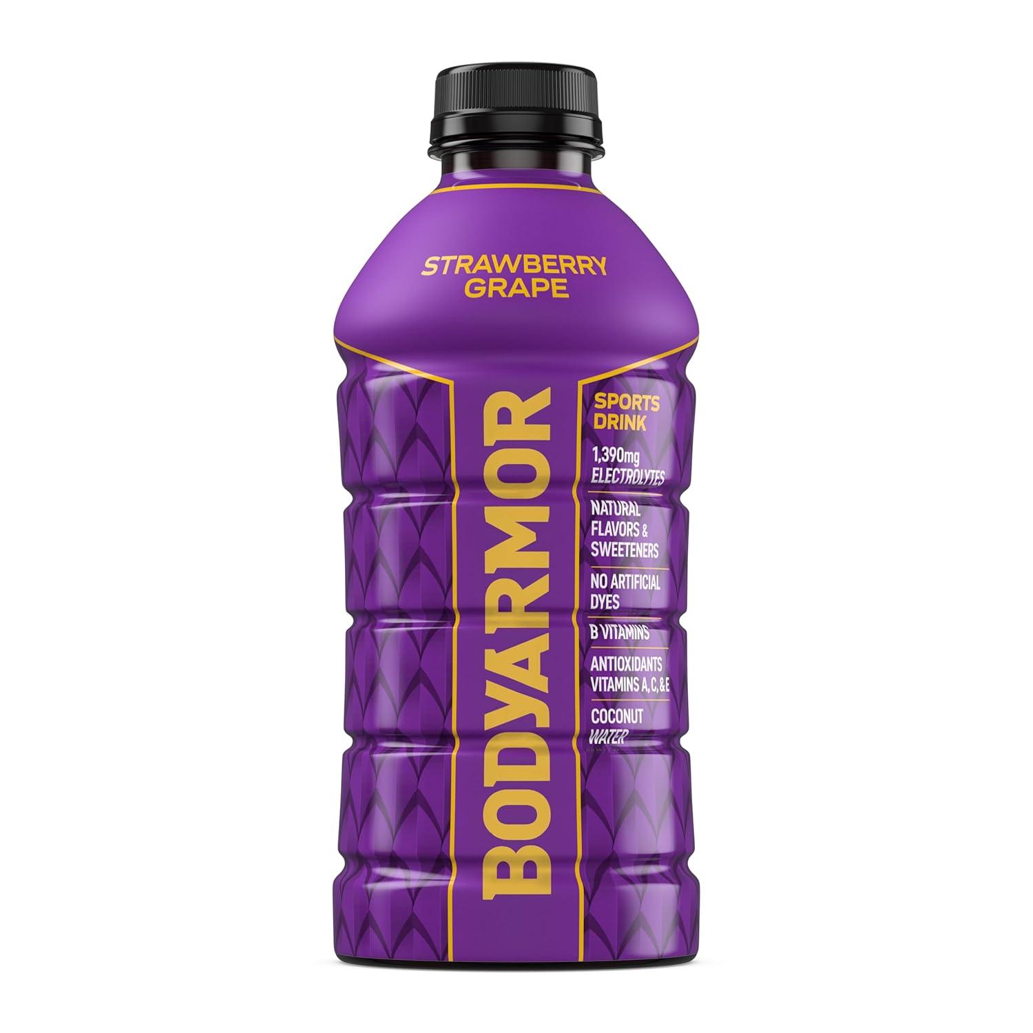 BODYARMOR Sports Drink, Blackout Berry, Electrolyte Drink Hydration, 28 Fl Oz Bottles (15 Pack), Flavored Coconut Water with B Vitamins & Antioxidants(Strawberry Grape)
