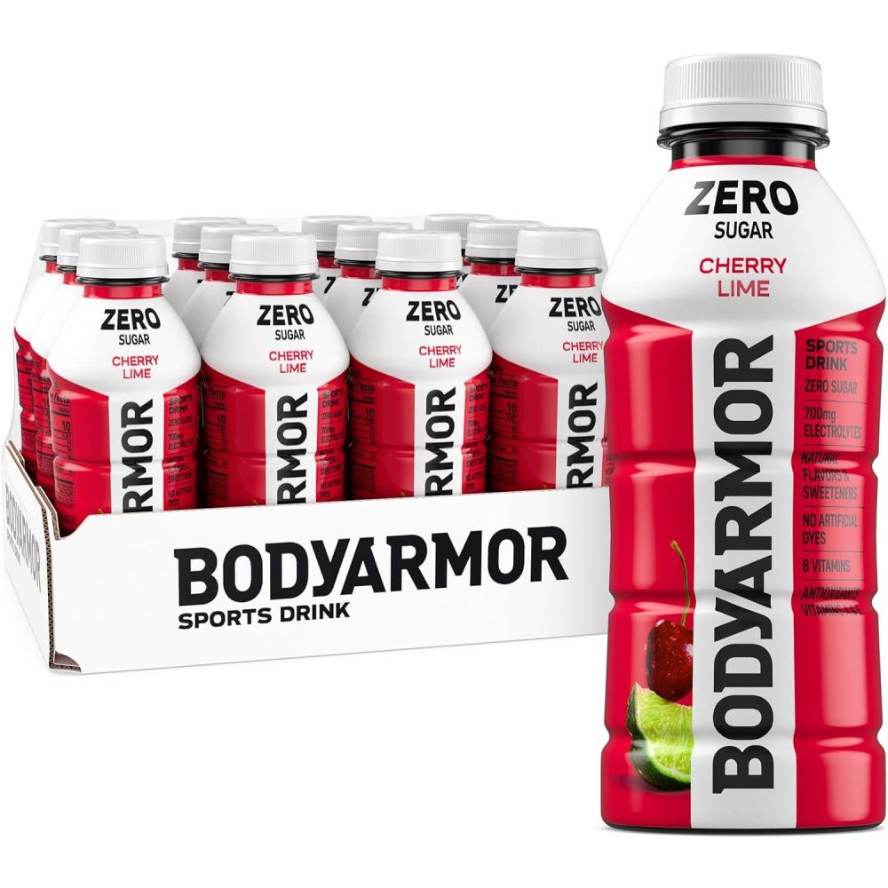 BODYARMOR ZERO Sugar Fruit Punch Electrolyte Drink, Natural Flavors, 20 Fl Oz Bottles (6 Pack), B Vitamins & Antioxidants Sugar Free Hydration(Zero Cherry Lime)
