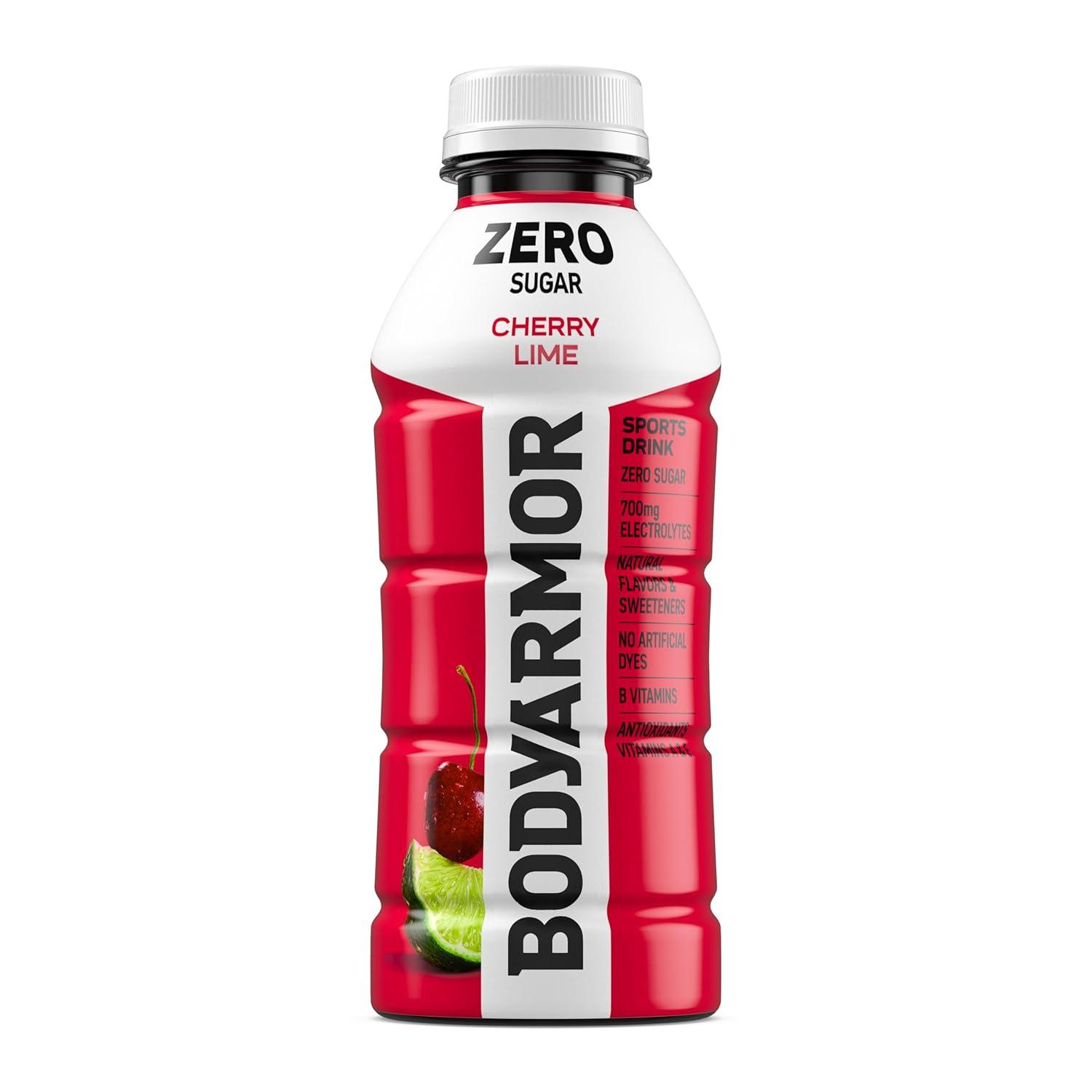 BODYARMOR ZERO Sugar Fruit Punch Electrolyte Drink, Natural Flavors, 20 Fl Oz Bottles (6 Pack), B Vitamins & Antioxidants Sugar Free Hydration(Zero Cherry Lime)
