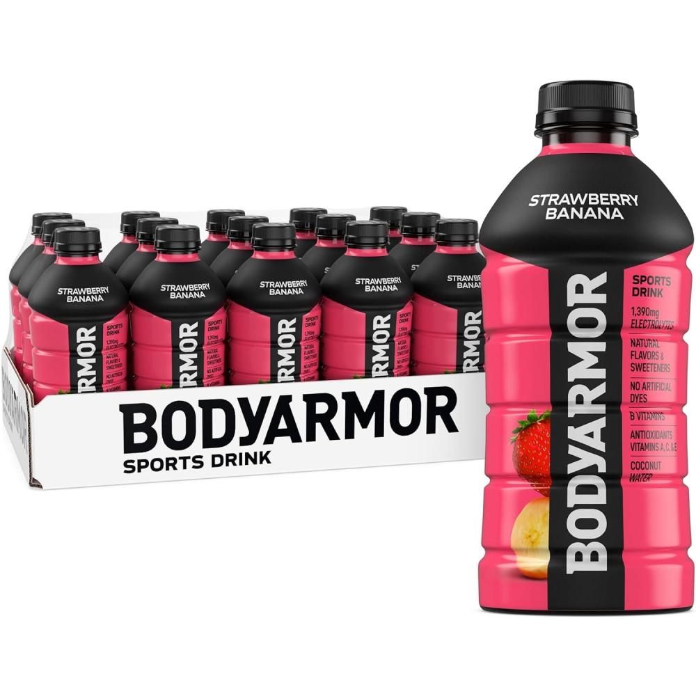 BODYARMOR Sports Drink, Blackout Berry, Electrolyte Drink Hydration, 28 Fl Oz Bottles (15 Pack), Flavored Coconut Water with B Vitamins & Antioxidants(Strawberry Banana)