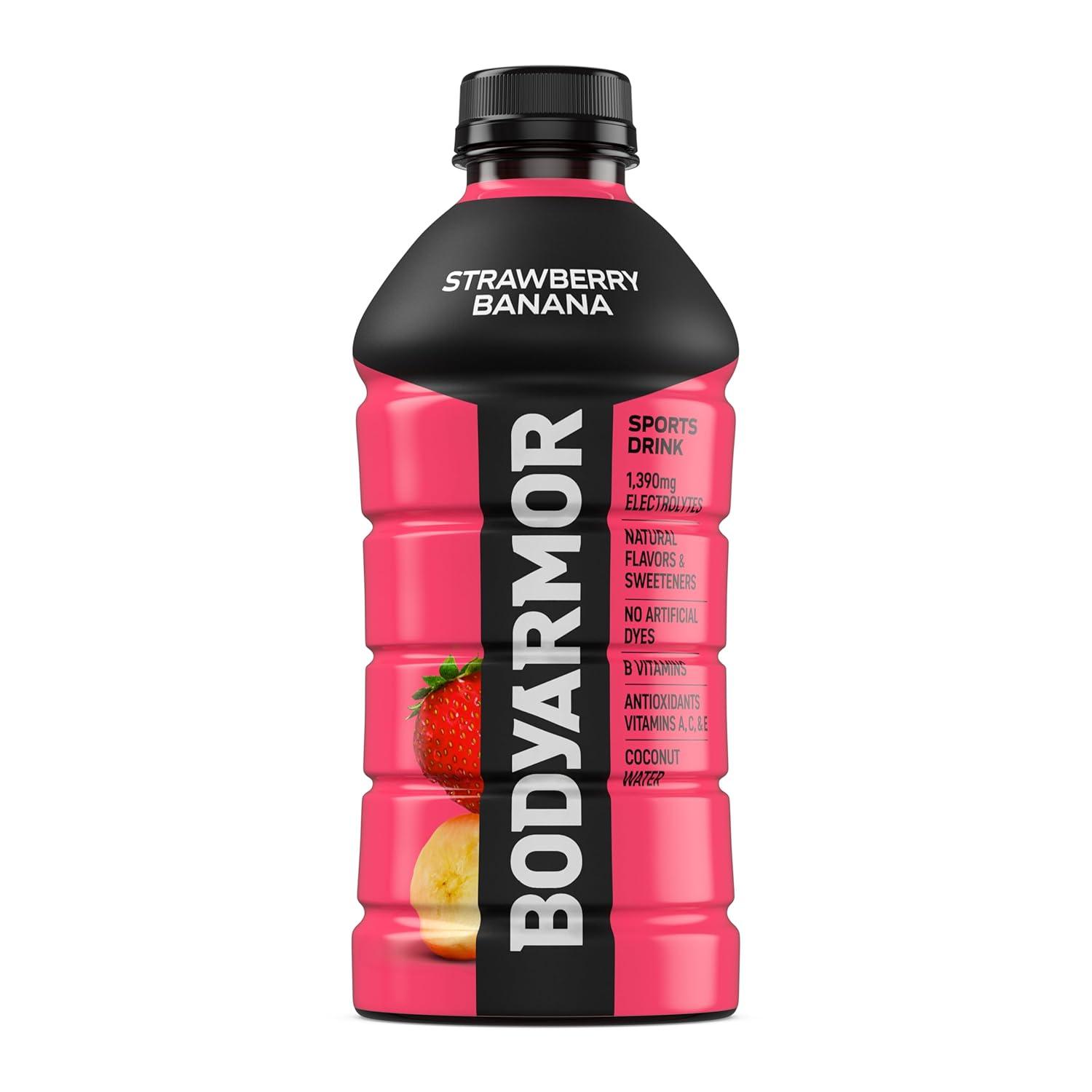 BODYARMOR Sports Drink, Blackout Berry, Electrolyte Drink Hydration, 28 Fl Oz Bottles (15 Pack), Flavored Coconut Water with B Vitamins & Antioxidants(Strawberry Banana)
