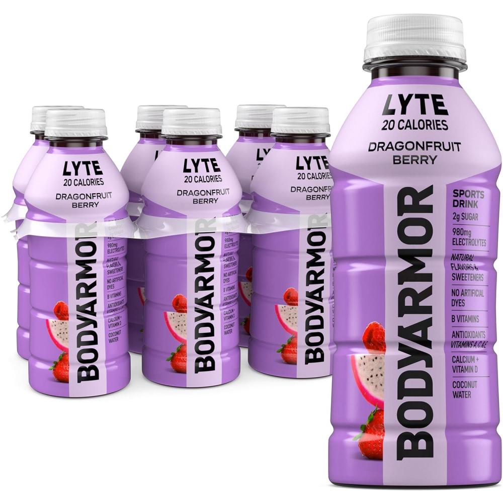 BODYARMOR ZERO Sugar Fruit Punch Electrolyte Drink, Natural Flavors, 20 Fl Oz Bottles (6 Pack), B Vitamins & Antioxidants Sugar Free Hydration(Lyte Dragonfruit Berry)