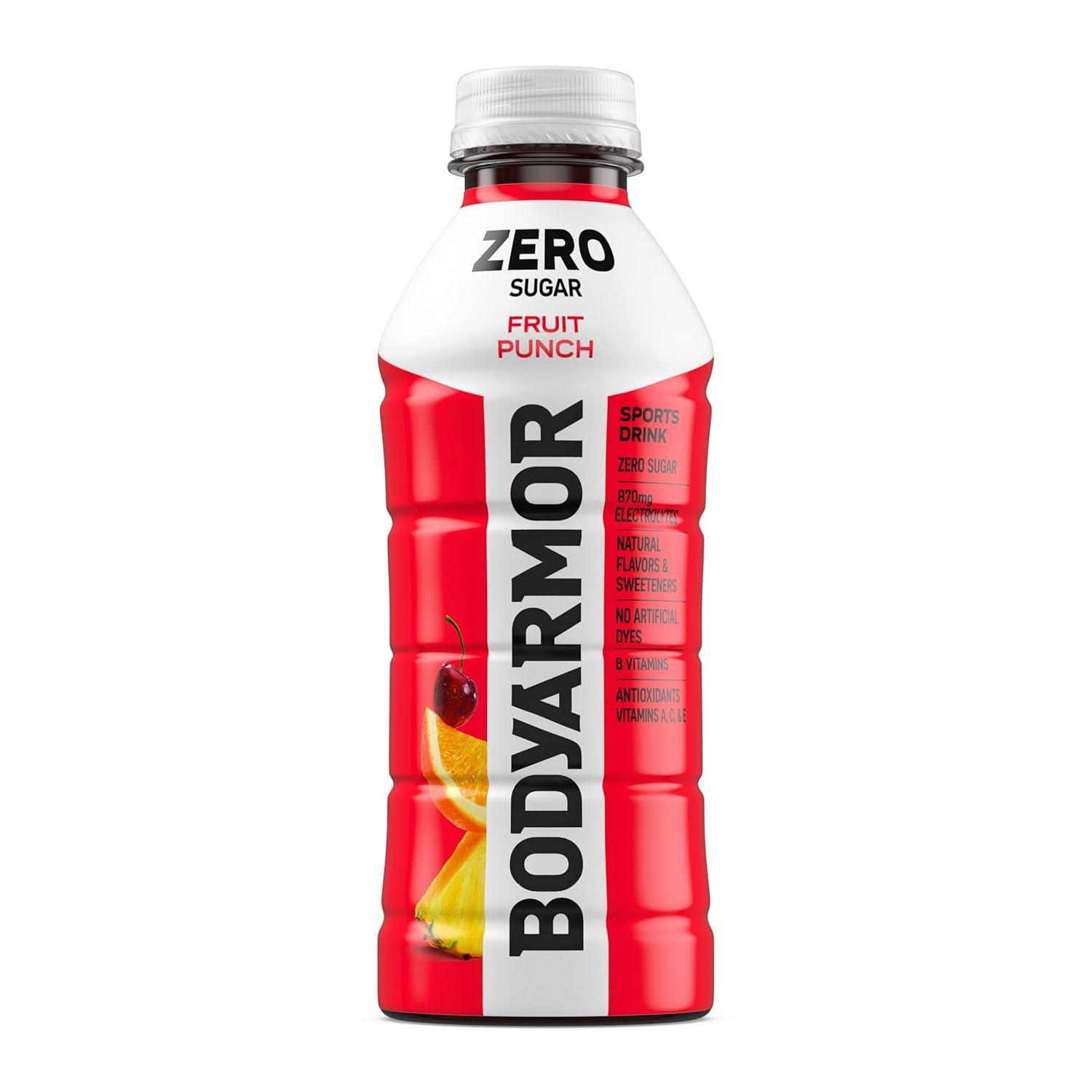BODYARMOR ZERO Sugar Fruit Punch Electrolyte Drink, Natural Flavors, 20 Fl Oz Bottles (6 Pack), B Vitamins & Antioxidants Sugar Free Hydration(Zero Fruit Punch)