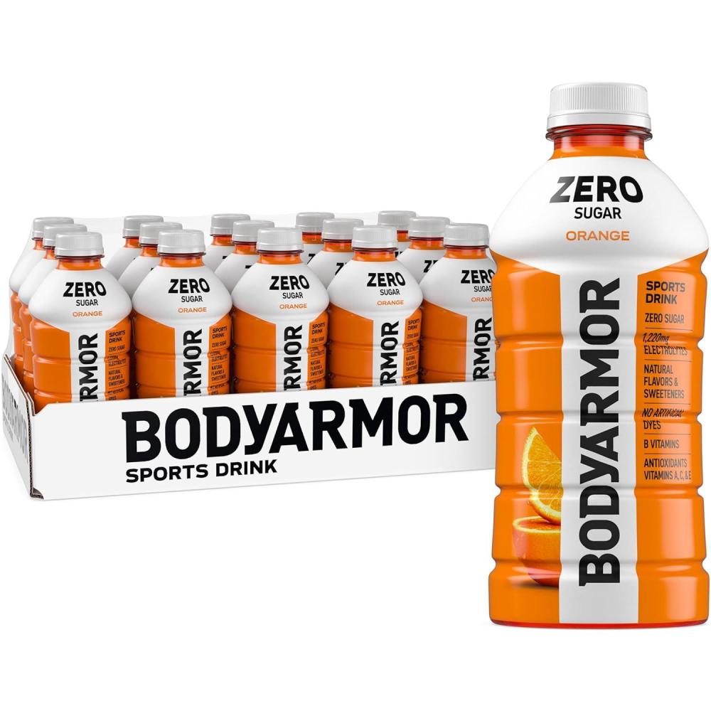 BODYARMOR LYTE, Peach Mango, Electrolyte Drink, 35 Calories, 28 Fl Oz Bottles (15 Pack), Coconut Water Sports Drink, Natural Flavor & B Vitamins(Orange)