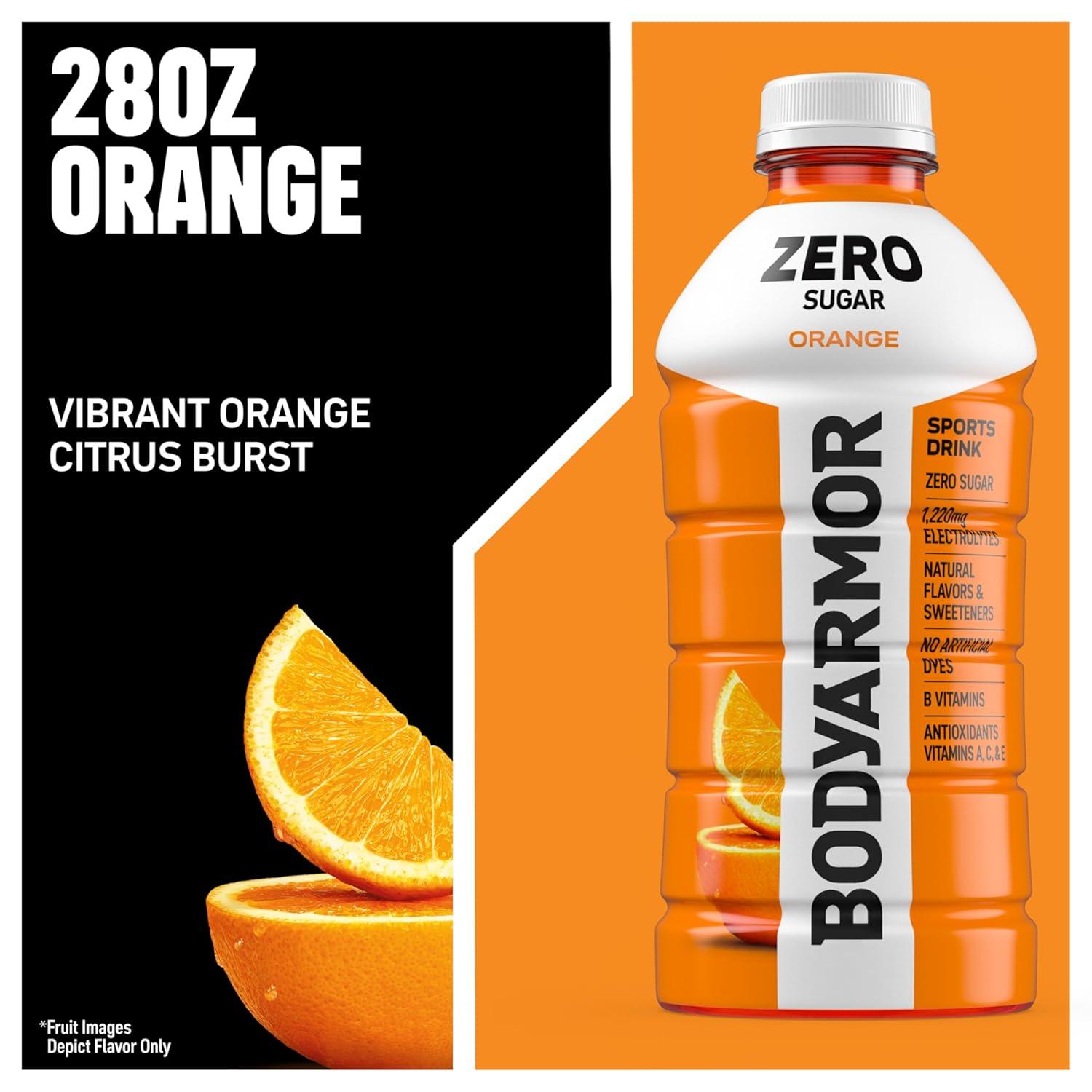 BODYARMOR LYTE, Peach Mango, Electrolyte Drink, 35 Calories, 28 Fl Oz Bottles (15 Pack), Coconut Water Sports Drink, Natural Flavor & B Vitamins(Orange)