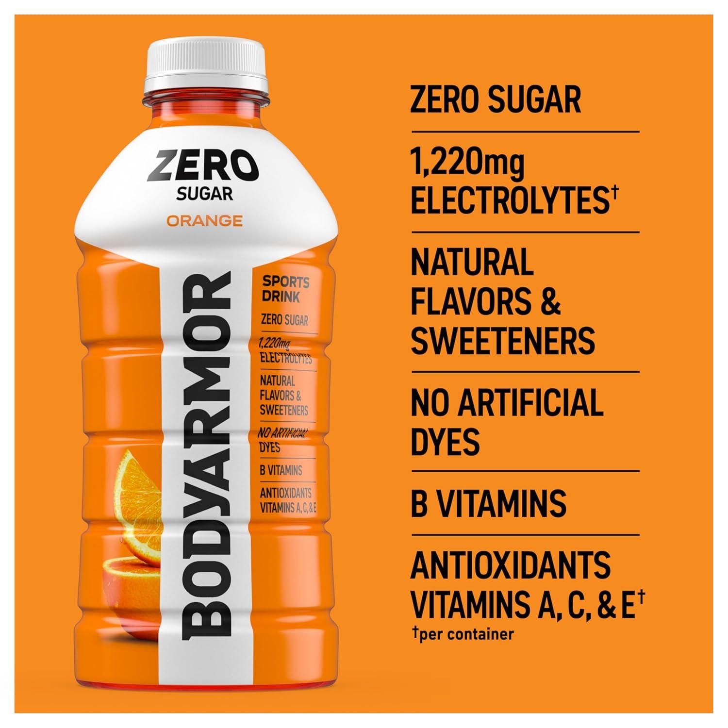 BODYARMOR LYTE, Peach Mango, Electrolyte Drink, 35 Calories, 28 Fl Oz Bottles (15 Pack), Coconut Water Sports Drink, Natural Flavor & B Vitamins(Orange)