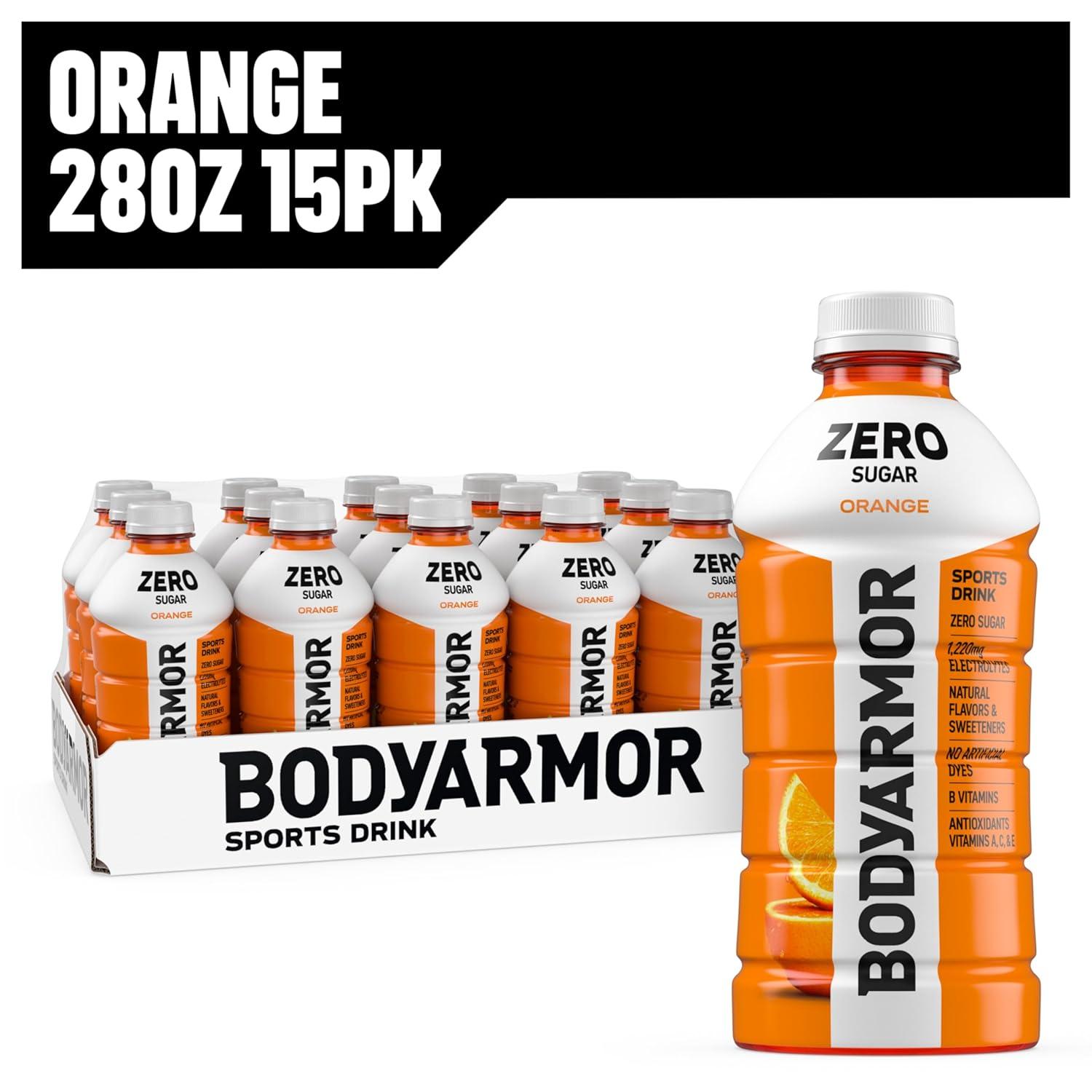 BODYARMOR LYTE, Peach Mango, Electrolyte Drink, 35 Calories, 28 Fl Oz Bottles (15 Pack), Coconut Water Sports Drink, Natural Flavor & B Vitamins(Orange)