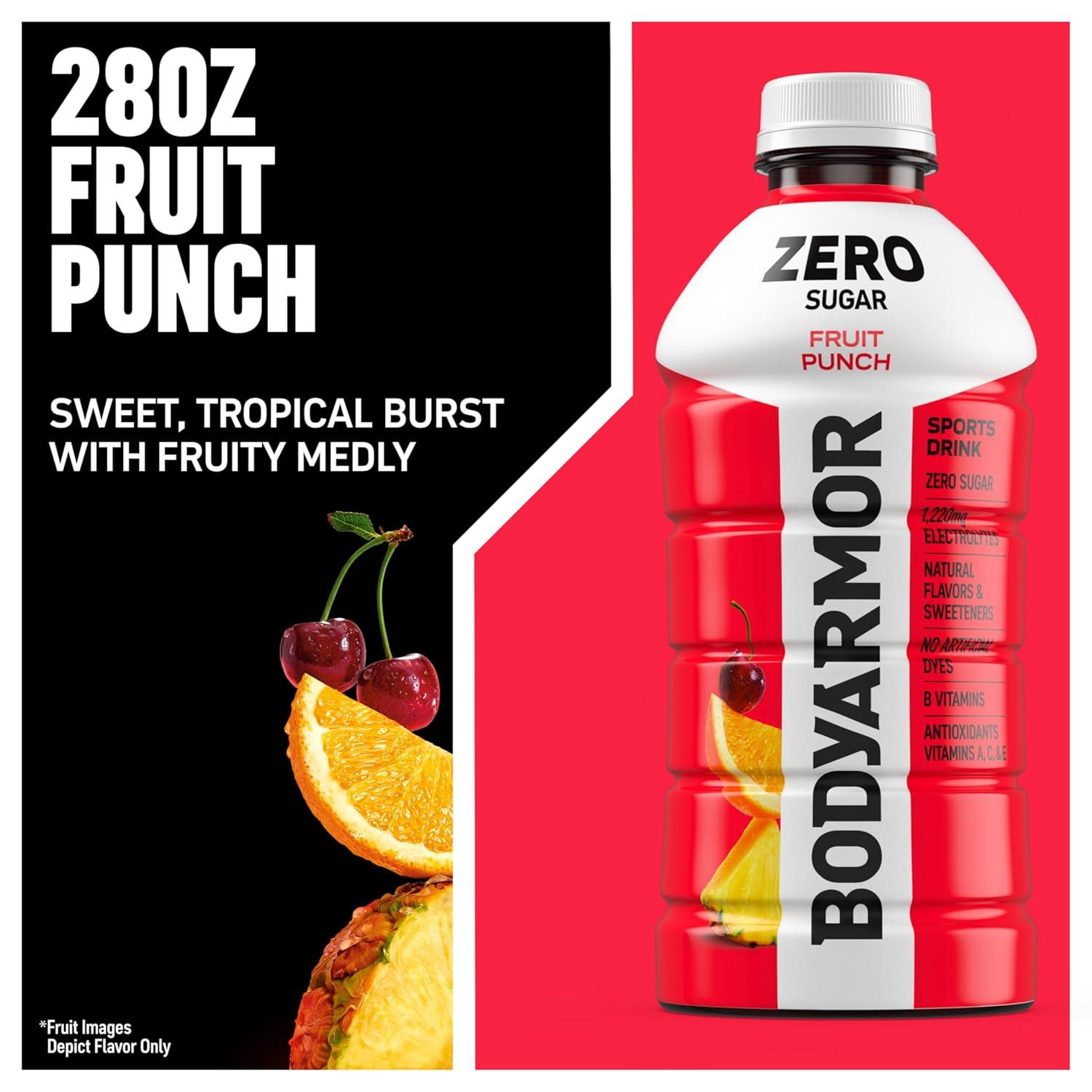 BODYARMOR LYTE, Peach Mango, Electrolyte Drink, 35 Calories, 28 Fl Oz Bottles (15 Pack), Coconut Water Sports Drink, Natural Flavor & B Vitamins(Fruit Punch)