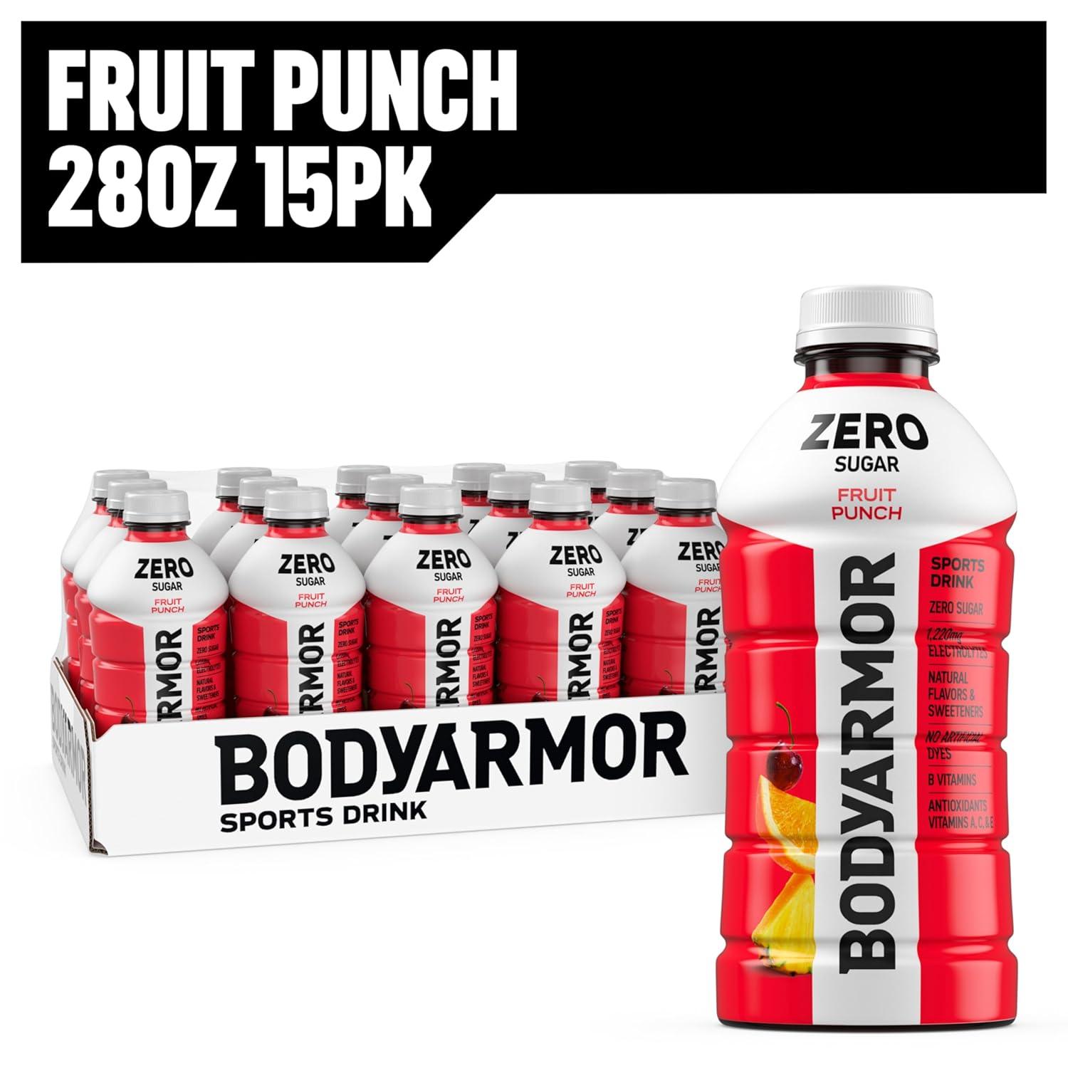 BODYARMOR LYTE, Peach Mango, Electrolyte Drink, 35 Calories, 28 Fl Oz Bottles (15 Pack), Coconut Water Sports Drink, Natural Flavor & B Vitamins(Fruit Punch)