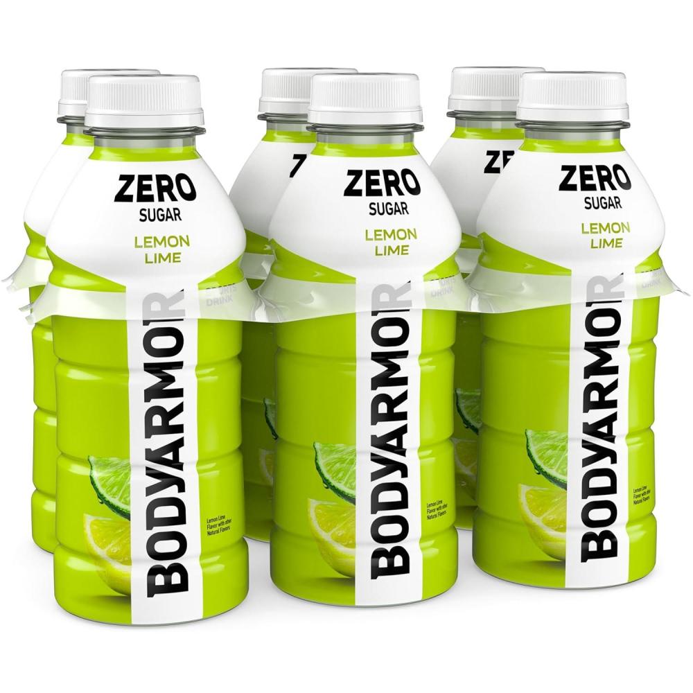 BODYARMOR ZERO Sugar Fruit Punch Electrolyte Drink, Natural Flavors, 20 Fl Oz Bottles (6 Pack), B Vitamins & Antioxidants Sugar Free Hydration(Zero Lemon Lime)