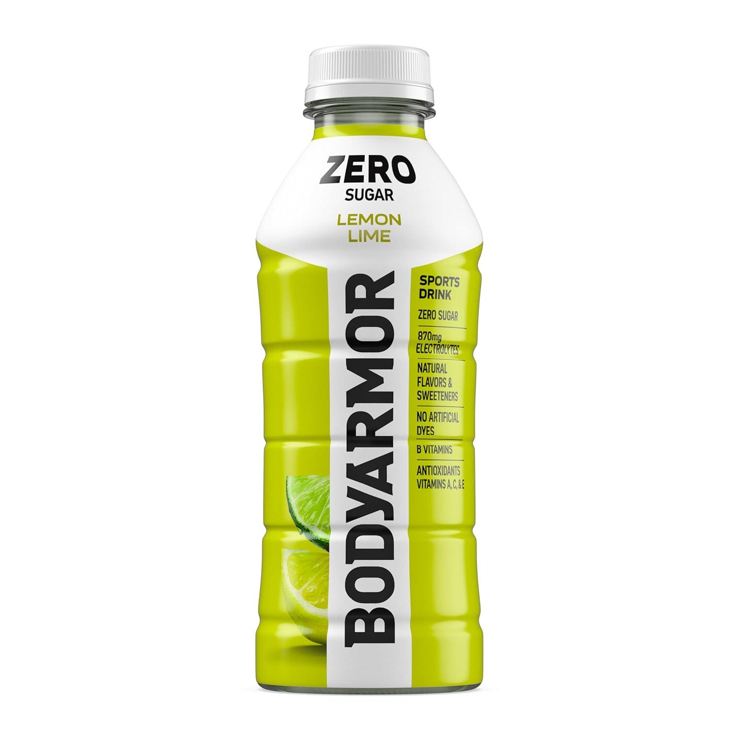 BODYARMOR ZERO Sugar Fruit Punch Electrolyte Drink, Natural Flavors, 20 Fl Oz Bottles (6 Pack), B Vitamins & Antioxidants Sugar Free Hydration(Zero Lemon Lime)