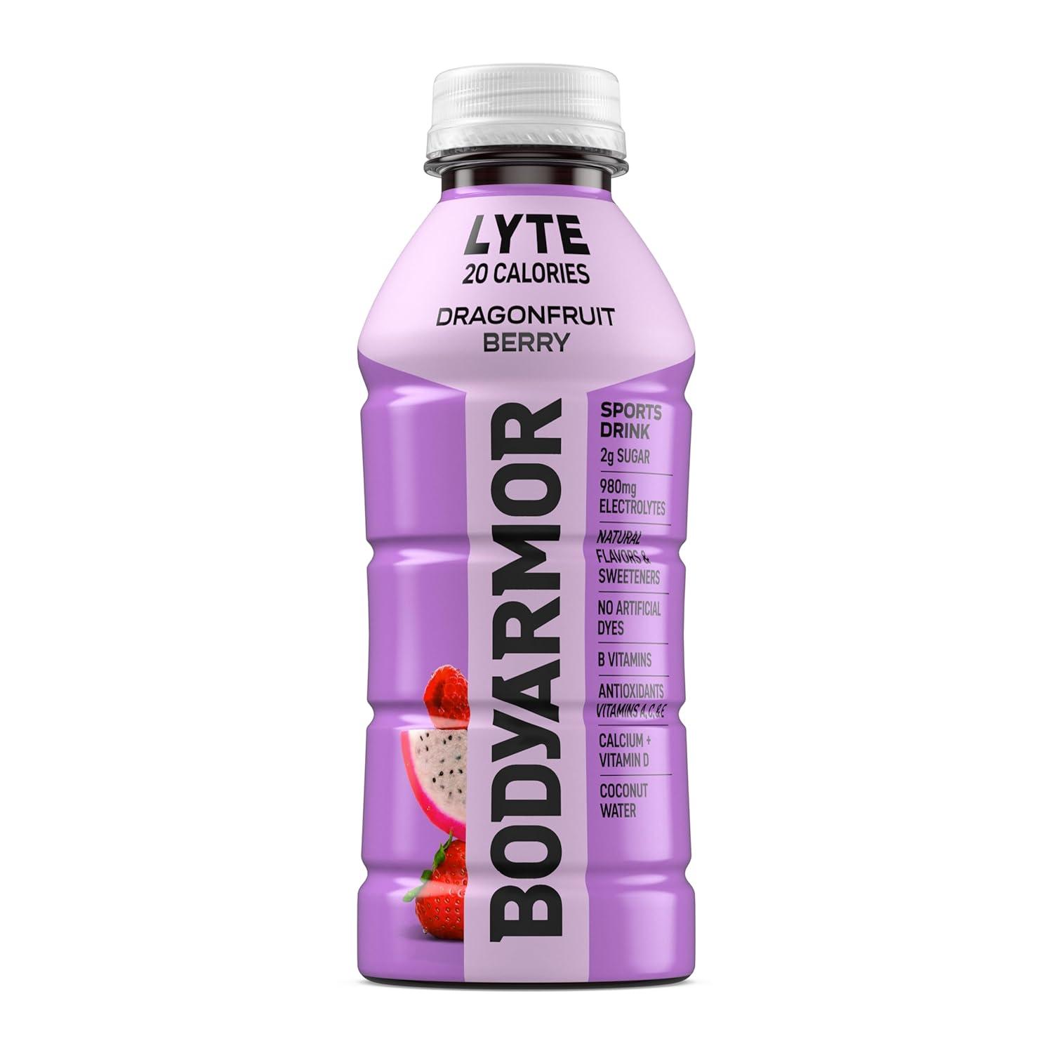 BODYARMOR ZERO Sugar Watermelon Strawberry Electrolyte Drink, Natural Flavors, 16 Fl Oz Bottles (12 Pack), B Vitamins & Antioxidants Sugar Free Hydration(Lyte Dragonfruit Berry)