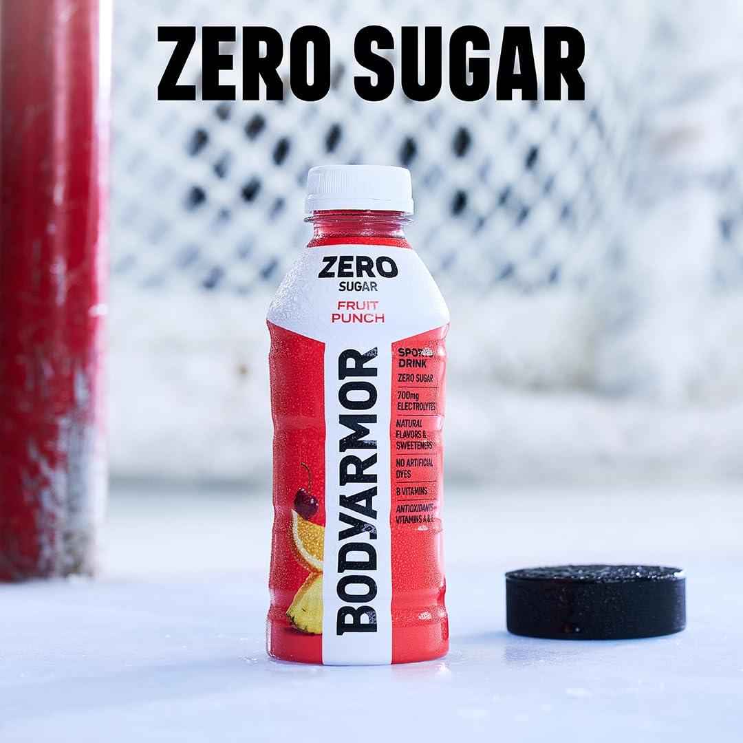 BODYARMOR ZERO Sugar Fruit Punch Electrolyte Drink, Natural Flavors, 20 Fl Oz Bottles (6 Pack), B Vitamins & Antioxidants Sugar Free Hydration(Zero Watermelon Strawberry)