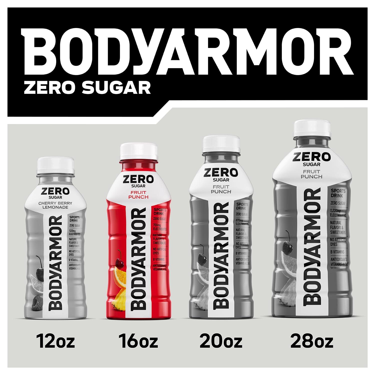 BODYARMOR ZERO Sugar Watermelon Strawberry Electrolyte Drink, Natural Flavors, 16 Fl Oz Bottles (12 Pack), B Vitamins & Antioxidants Sugar Free Hydration(Zero Watermelon Strawberry)