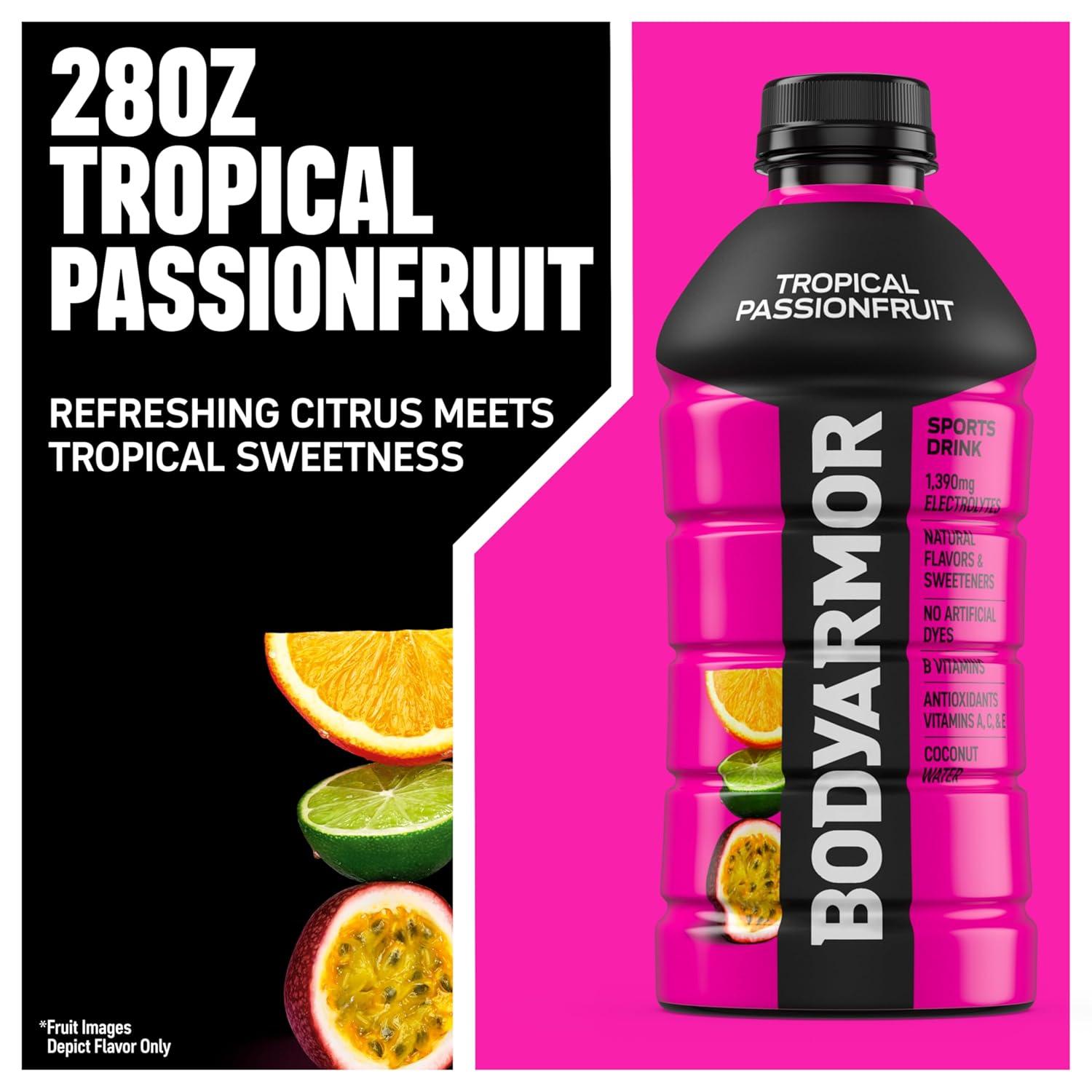 BODYARMOR Sports Drink, Blackout Berry, Electrolyte Drink Hydration, 28 Fl Oz Bottles (15 Pack), Flavored Coconut Water with B Vitamins & Antioxidants(Tropical Passionfruit)