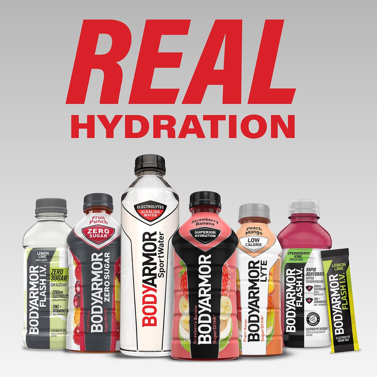 BODYARMOR Flash IV Electrolyte Packets, Lemon Lime – Zero Sugar Drink Mix, Single Serve Packs, Coconut Water Powder (15 Count)(Variety Pack)