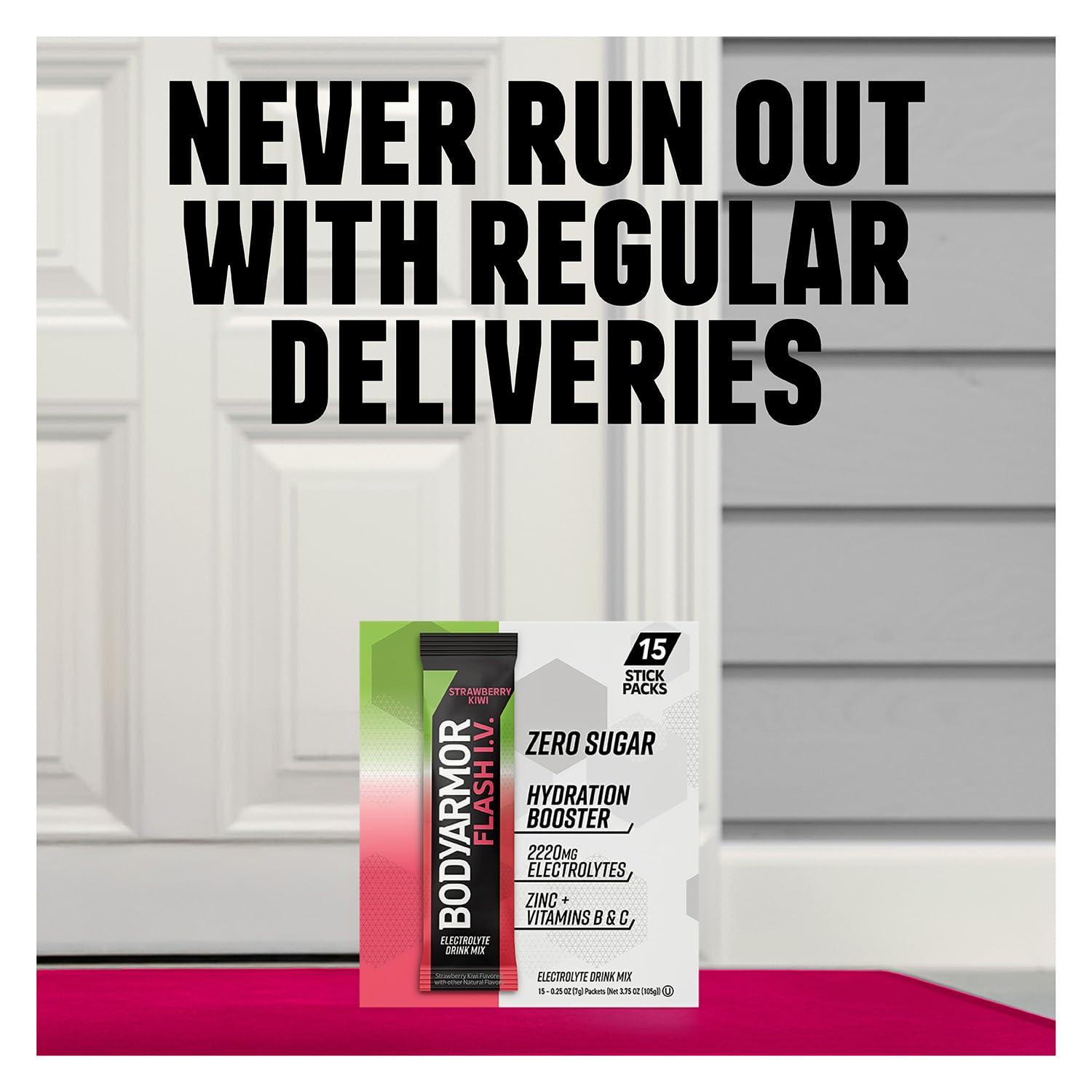 BODYARMOR Flash IV Electrolyte Packets, Cucumber Lime – Zero Sugar Drink Mix, Single Serve Packs, Coconut Water Powder (6 Count)