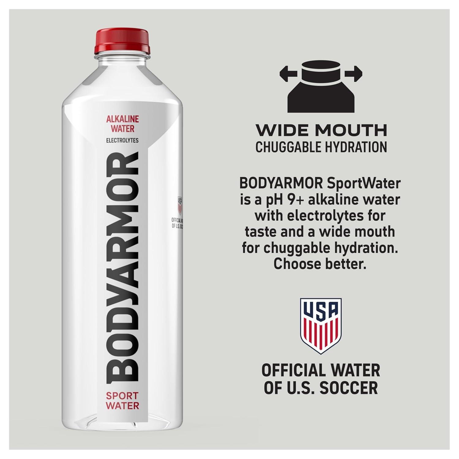 BODYARMOR SportWater Alkaline Water, Superior Hydration, High Alkaline Water pH 9+, Electrolytes, Perfect for your Active Lifestyle, 700mL (Pack of 24)
